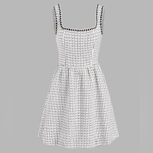 Cider Black and White Checkered Mini Dress